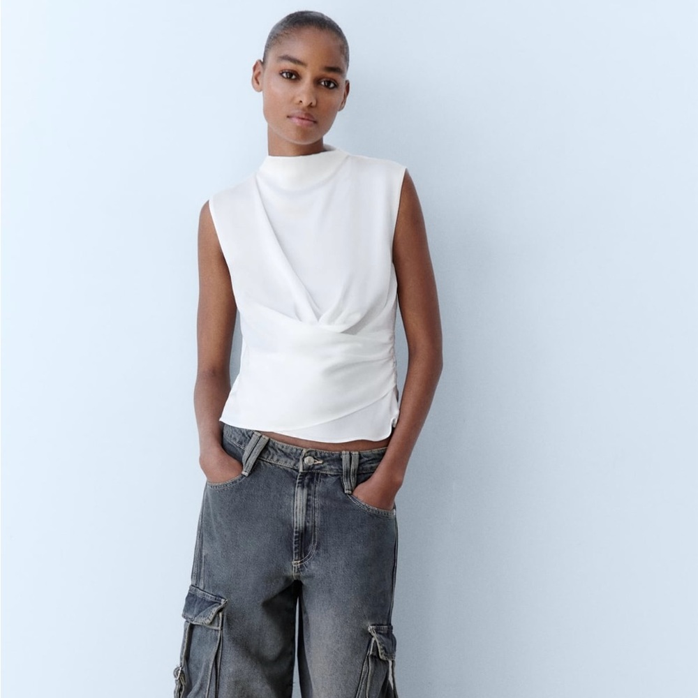 ZARA Draped Satin Effect Top 3066/053